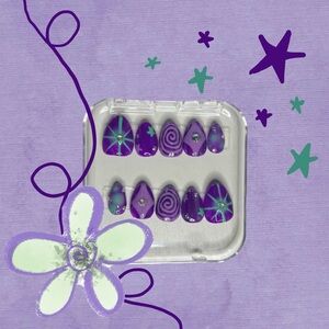 Purple and Green Star Nail Art Set